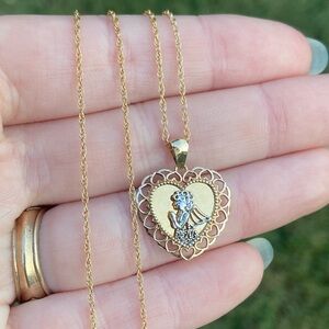 10k Angel Heart Pendant with GF Chain